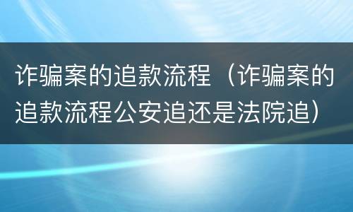 诈骗案的追款流程（诈骗案的追款流程公安追还是法院追）