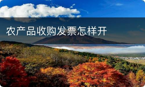 农产品收购发票怎样开