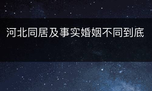河北同居及事实婚姻不同到底