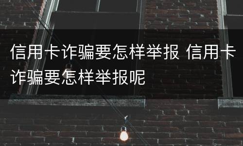 信用卡诈骗要怎样举报 信用卡诈骗要怎样举报呢