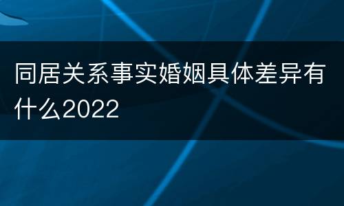 同居关系事实婚姻具体差异有什么2022
