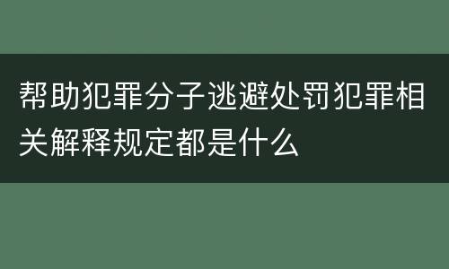 帮助犯罪分子逃避处罚犯罪相关解释规定都是什么
