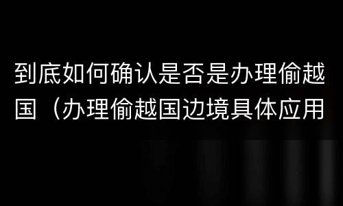 到底如何确认是否是办理偷越国（办理偷越国边境具体应用法律的解释）
