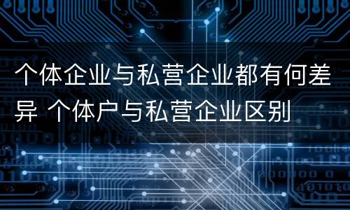 个体企业与私营企业都有何差异 个体户与私营企业区别