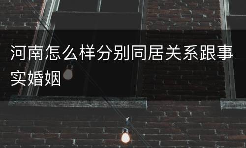 河南怎么样分别同居关系跟事实婚姻
