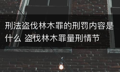刑法盗伐林木罪的刑罚内容是什么 盗伐林木罪量刑情节