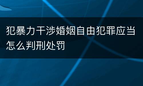 犯暴力干涉婚姻自由犯罪应当怎么判刑处罚