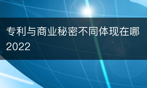 专利与商业秘密不同体现在哪2022
