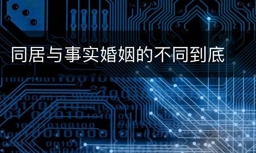 同居与事实婚姻的不同到底