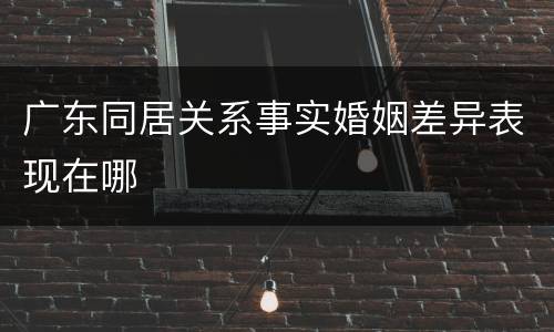 广东同居关系事实婚姻差异表现在哪