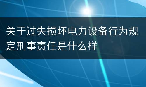 关于过失损坏电力设备行为规定刑事责任是什么样
