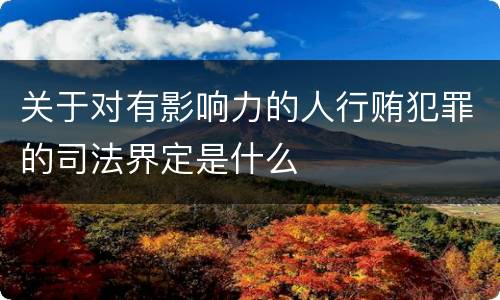 关于对有影响力的人行贿犯罪的司法界定是什么