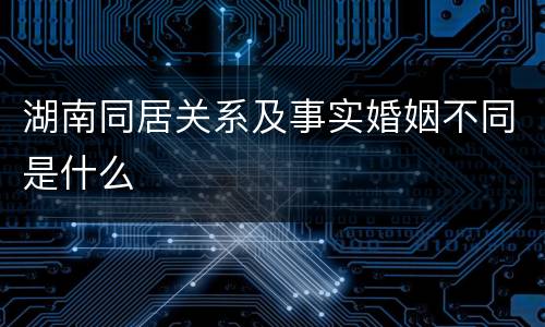 湖南同居关系及事实婚姻不同是什么