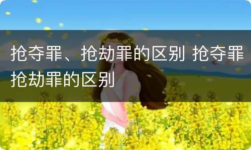 抢夺罪、抢劫罪的区别 抢夺罪抢劫罪的区别