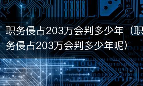 职务侵占203万会判多少年（职务侵占203万会判多少年呢）