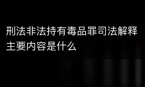 刑法非法持有毒品罪司法解释主要内容是什么