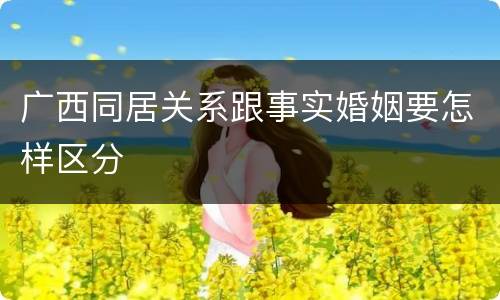 广西同居关系跟事实婚姻要怎样区分