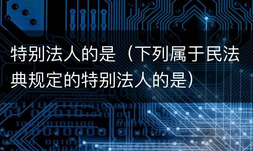 特别法人的是（下列属于民法典规定的特别法人的是）