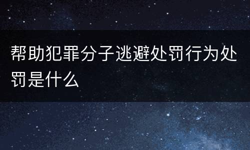 帮助犯罪分子逃避处罚行为处罚是什么