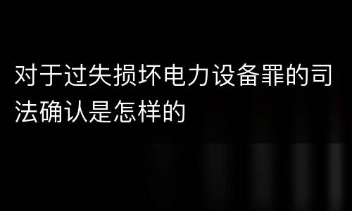 对于过失损坏电力设备罪的司法确认是怎样的