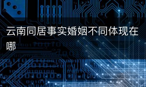 云南同居事实婚姻不同体现在哪