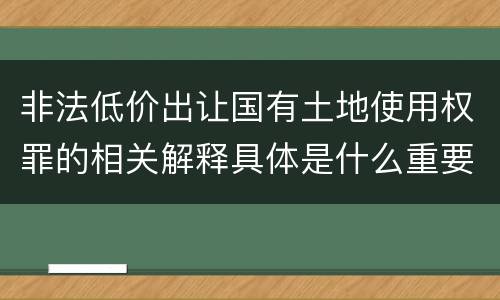 非法低价出让国有土地使用权罪的相关解释具体是什么重要内容