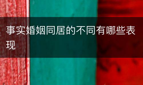 事实婚姻同居的不同有哪些表现