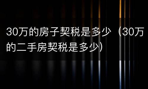 30万的房子契税是多少（30万的二手房契税是多少）