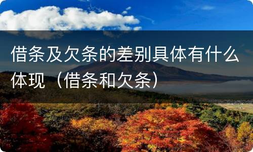 借条及欠条的差别具体有什么体现（借条和欠条）