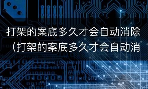 打架的案底多久才会自动消除（打架的案底多久才会自动消除呢）