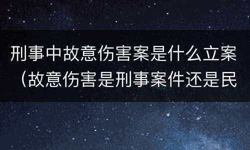 刑事中故意伤害案是什么立案（故意伤害是刑事案件还是民事案件）