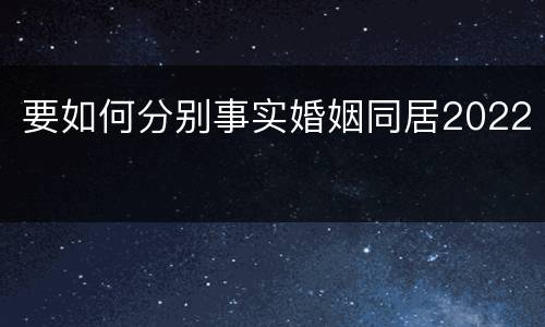 要如何分别事实婚姻同居2022
