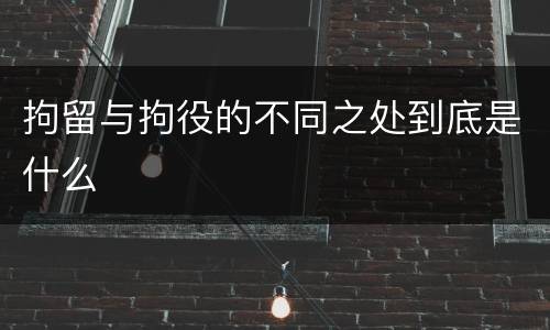 拘留与拘役的不同之处到底是什么