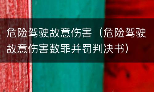危险驾驶故意伤害（危险驾驶故意伤害数罪并罚判决书）