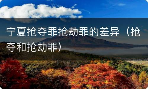 宁夏抢夺罪抢劫罪的差异（抢夺和抢劫罪）