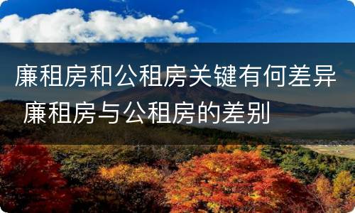 廉租房和公租房关键有何差异 廉租房与公租房的差别