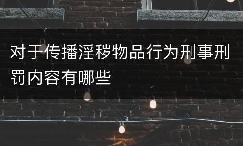 对于传播淫秽物品行为刑事刑罚内容有哪些