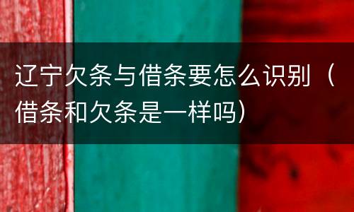 辽宁欠条与借条要怎么识别（借条和欠条是一样吗）