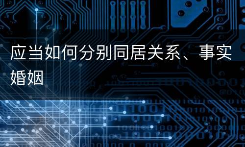 应当如何分别同居关系、事实婚姻
