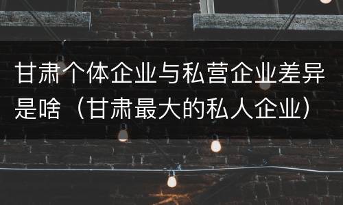 甘肃个体企业与私营企业差异是啥（甘肃最大的私人企业）