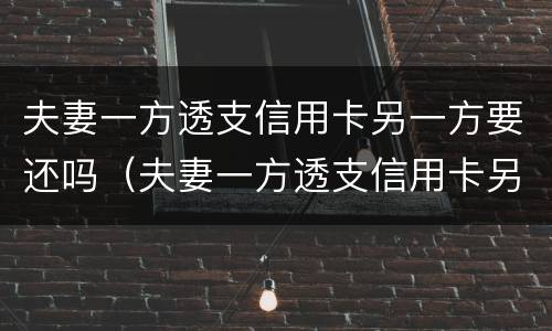 夫妻一方透支信用卡另一方要还吗（夫妻一方透支信用卡另一方要还吗知乎）