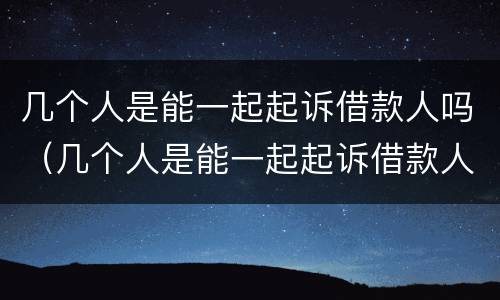 几个人是能一起起诉借款人吗（几个人是能一起起诉借款人吗知乎）