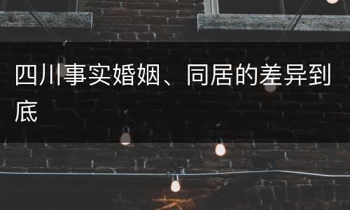 四川事实婚姻、同居的差异到底