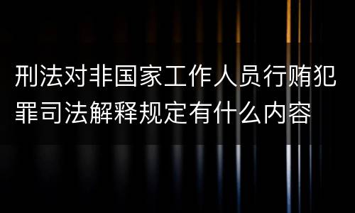 刑法对非国家工作人员行贿犯罪司法解释规定有什么内容