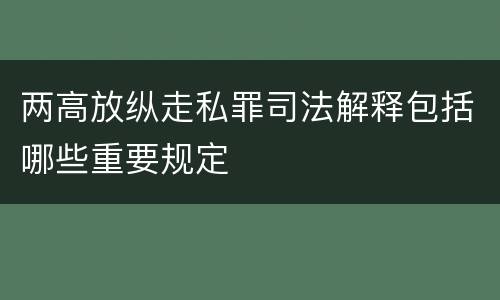 两高放纵走私罪司法解释包括哪些重要规定