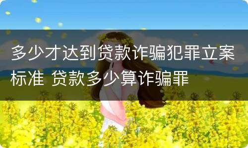 多少才达到贷款诈骗犯罪立案标准 贷款多少算诈骗罪