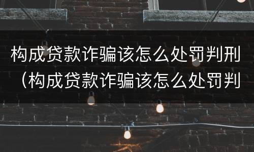 构成贷款诈骗该怎么处罚判刑（构成贷款诈骗该怎么处罚判刑案例）