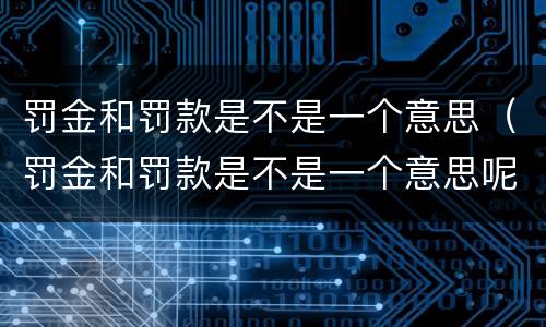 罚金和罚款是不是一个意思（罚金和罚款是不是一个意思呢）
