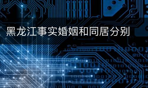 黑龙江事实婚姻和同居分别