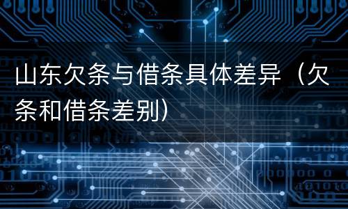 山东欠条与借条具体差异（欠条和借条差别）